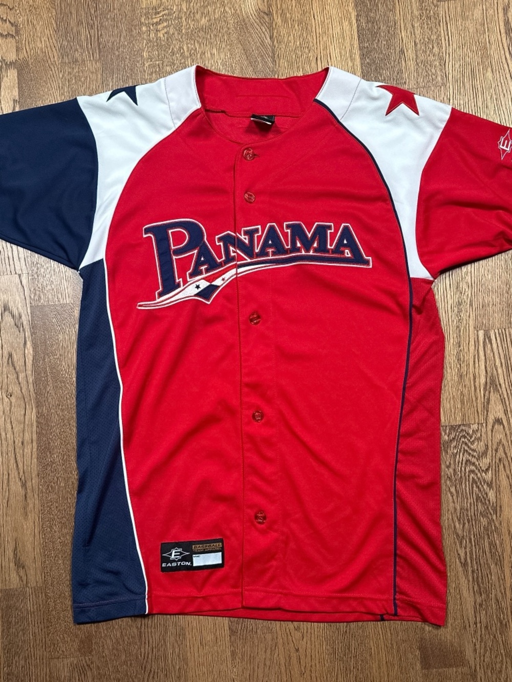 Easton Panama National Baseball Team Stars Red Blue White Jersey Mens Medium